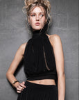Noir Éther chiffon top