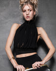 Noir Éther chiffon top
