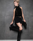 Noir Éther chiffon top