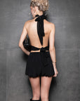 Noir Éther chiffon top